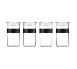4 Bocaux Noirs - Conservation PC PRESSO - 25 Cl -BODUM