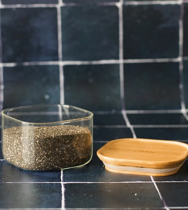 Boîte De Conservation Carrée - PEBBLY - En Verre Et Bambou - 500ml – Image 2