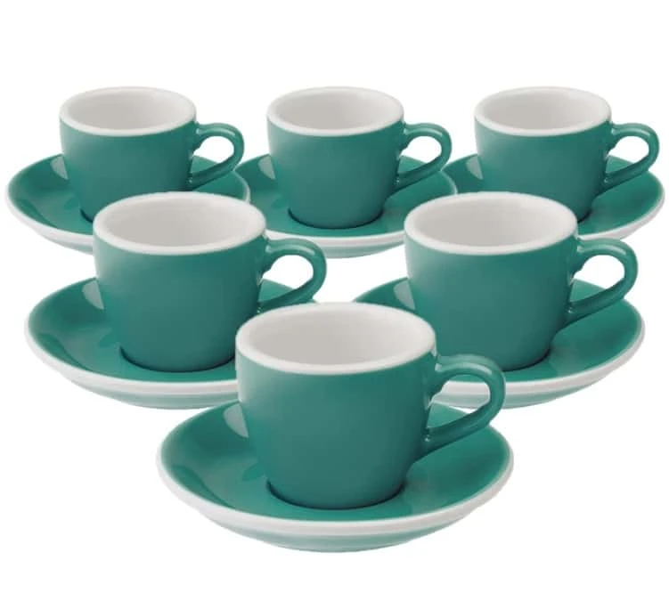 6 Tasses Espresso Egg Et Sous-Tasses Teal Loveramics - 8 Cl