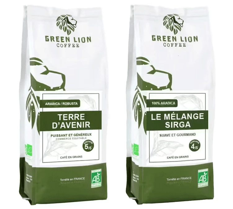 Pack 500 G Café En Grain Bio Terre D'avenir Et Mélange Sirga - GREEN LION COFFEE