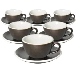 6 Tasses Cappuccino Et Sous-tasses Egg 20 Cl Gunpowder- Loveramics