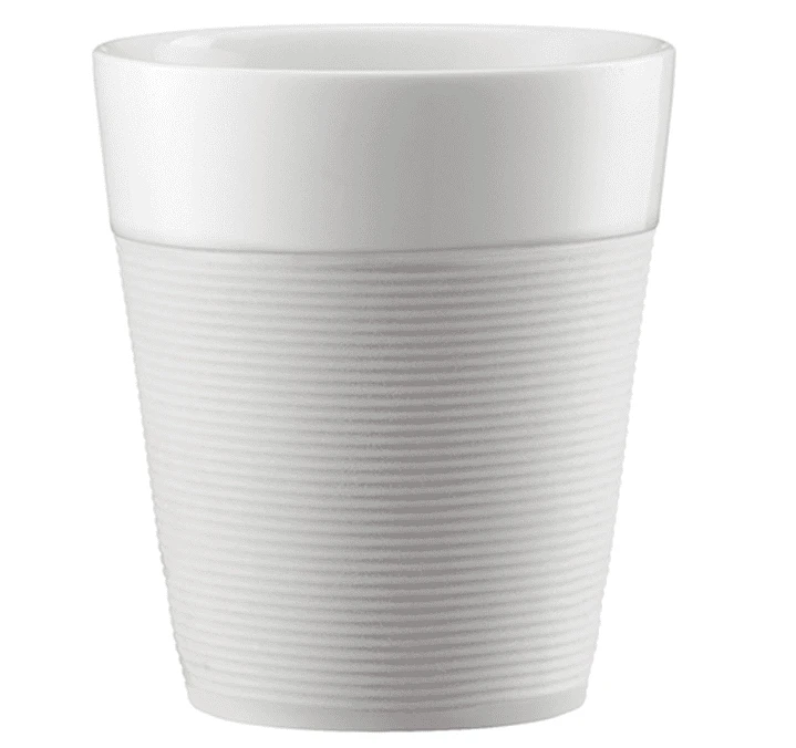Tasses BODUM - Bistro En Porcelaine Avec Bande Silicone Blanche 2x30cl – Image 2