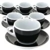 6 Tasses Et Sous-tasses Cappuccino Verona Noire Millecolori - Ancap