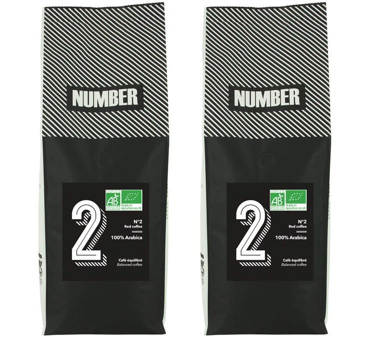 2 X 1kg Café En Grain Bio 100% Arabica Number N°2 - Number