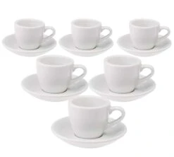 6 Tasses Espresso Et Sous-tasses Egg White Loveramics - 8 Cl