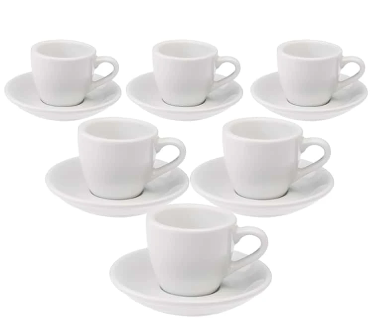 6 Tasses Espresso Et Sous-tasses Egg White Loveramics - 8 Cl