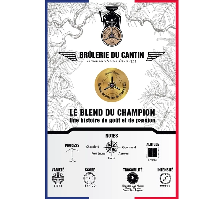 Café En Grains Brûlerie Du Cantin - Blend Du Champion 100 % Arabica - 250gr – Image 2