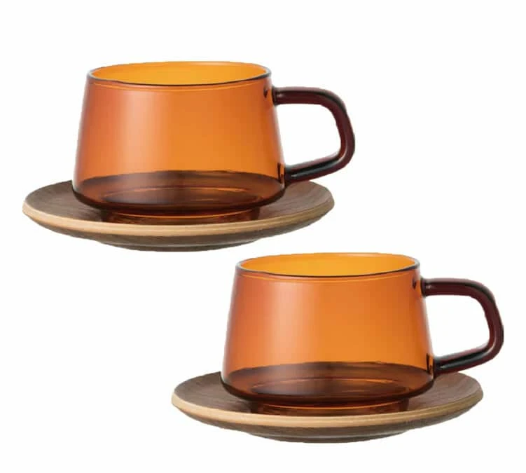 Lot De 2 Tasses + Sous Tasses - KINTO - 27 Cl Ambre