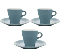 3 Tasses Et Sous-tasses Espresso Origami Turquoise - 9cl