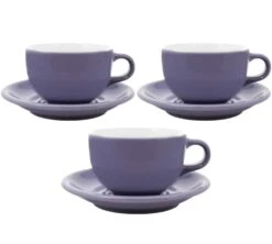 3 Tasses Et Sous Tasses Latte Bowl 19 Cl Violet - ORIGAMI