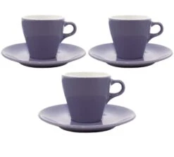 3 Tasses Et Sous Tasses Espresso 9cl Violet - ORIGAMI