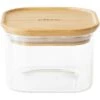 Boîte De Conservation Carrée - PEBBLY - En Verre Et Bambou - 500ml