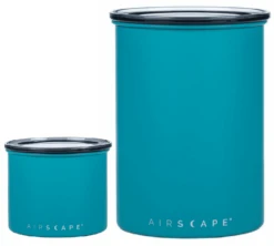 Lot 2 Boites De Conservation Inox - AIRSCAPE - Avec Vide D'air Turquoise Mat - 500g Et 250g