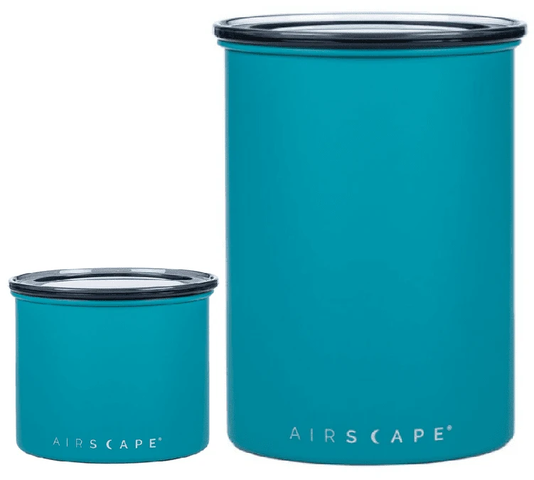 Lot 2 Boites De Conservation Inox - AIRSCAPE - Avec Vide D'air Turquoise Mat - 500g Et 250g