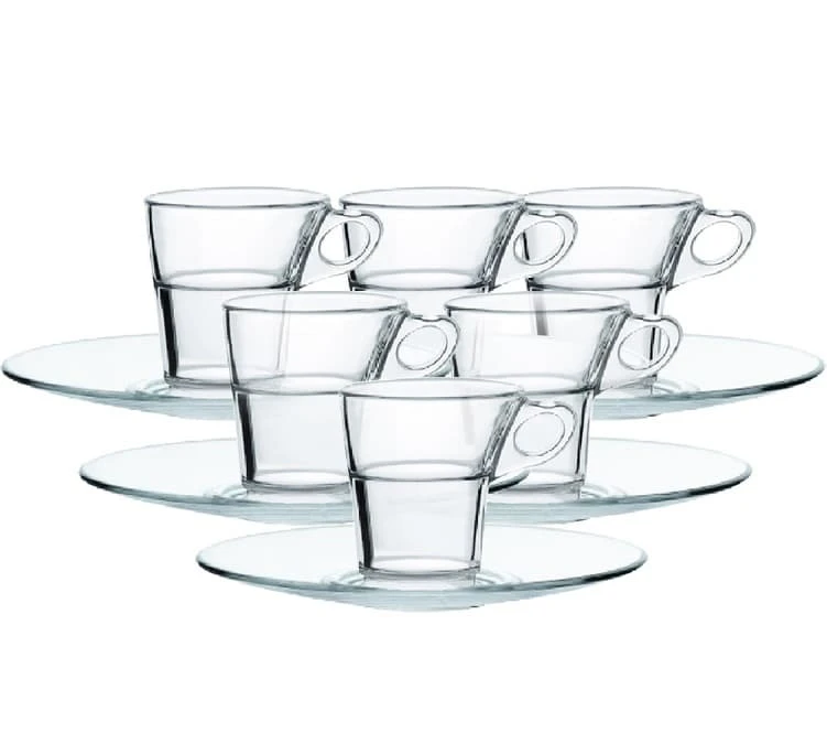 6 Tasses Café Caprice 9cl Et Ses Soucoupes - Duralex