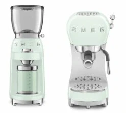 Set Petit-Déjeuner Machine Expresso ECF01PGEU Et Moulin à Café CGF01PGEU Vert D'eau - SMEG