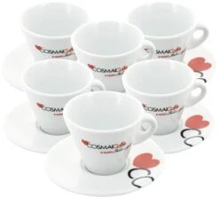 Lot De 6 Tasses Et Sous-tasses Cappuccino 15 Cl - Cosmaï Caffè