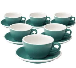 6 Tasses Cappuccino Et Sous-tasses Egg 20 Cl Teal - Loveramics